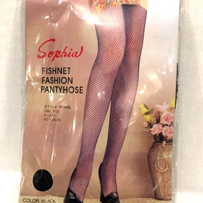 Sophia Fishnet Fashion Pantyhose Black Fits 5’ - 5’10”  90 - 165LBSlbs One Size